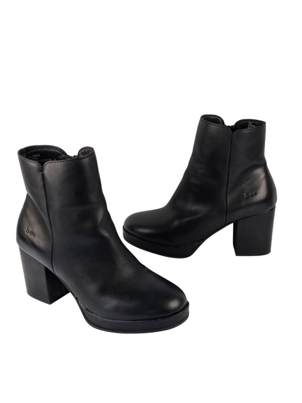 BOC  Black Faux Leather Ankle Boots With Block Heel Size 7M
